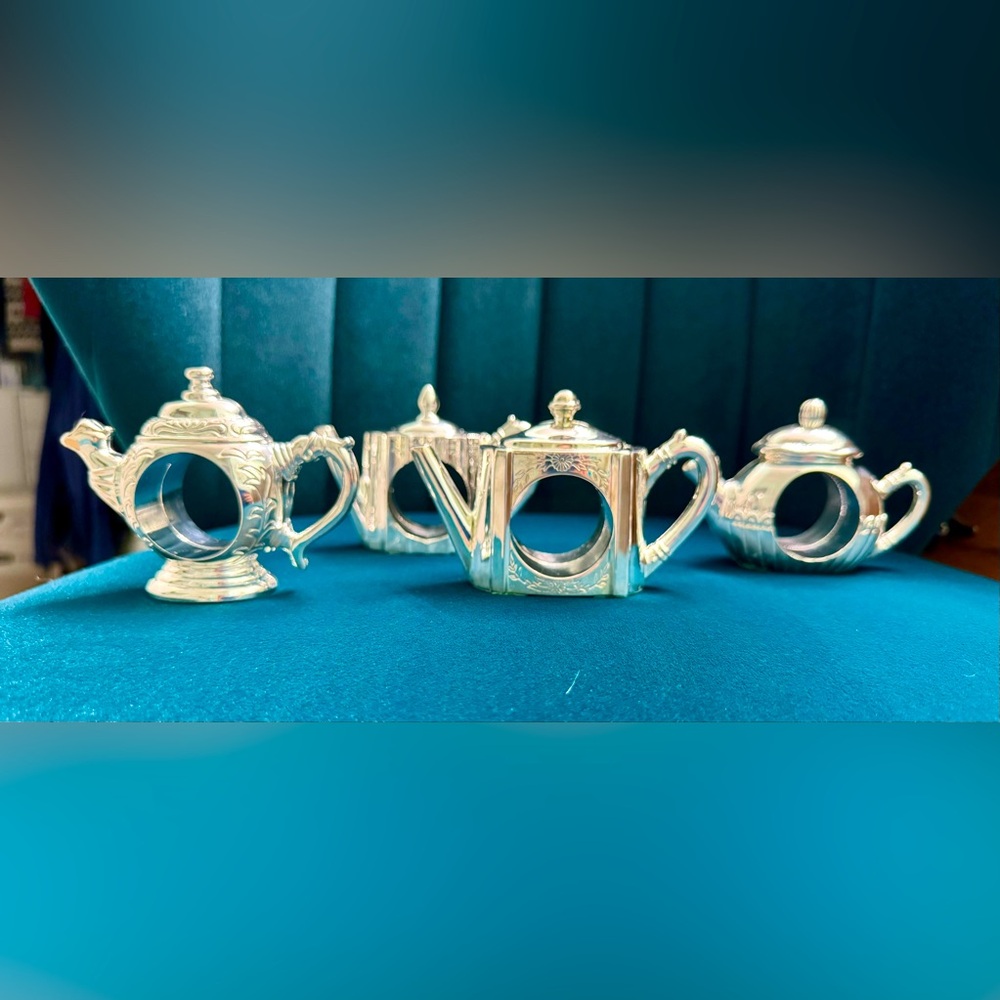 Silver Plated Teapot Napkin Rings